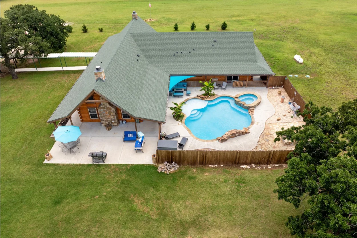 Authentic aerial view of a Texas acreage property
